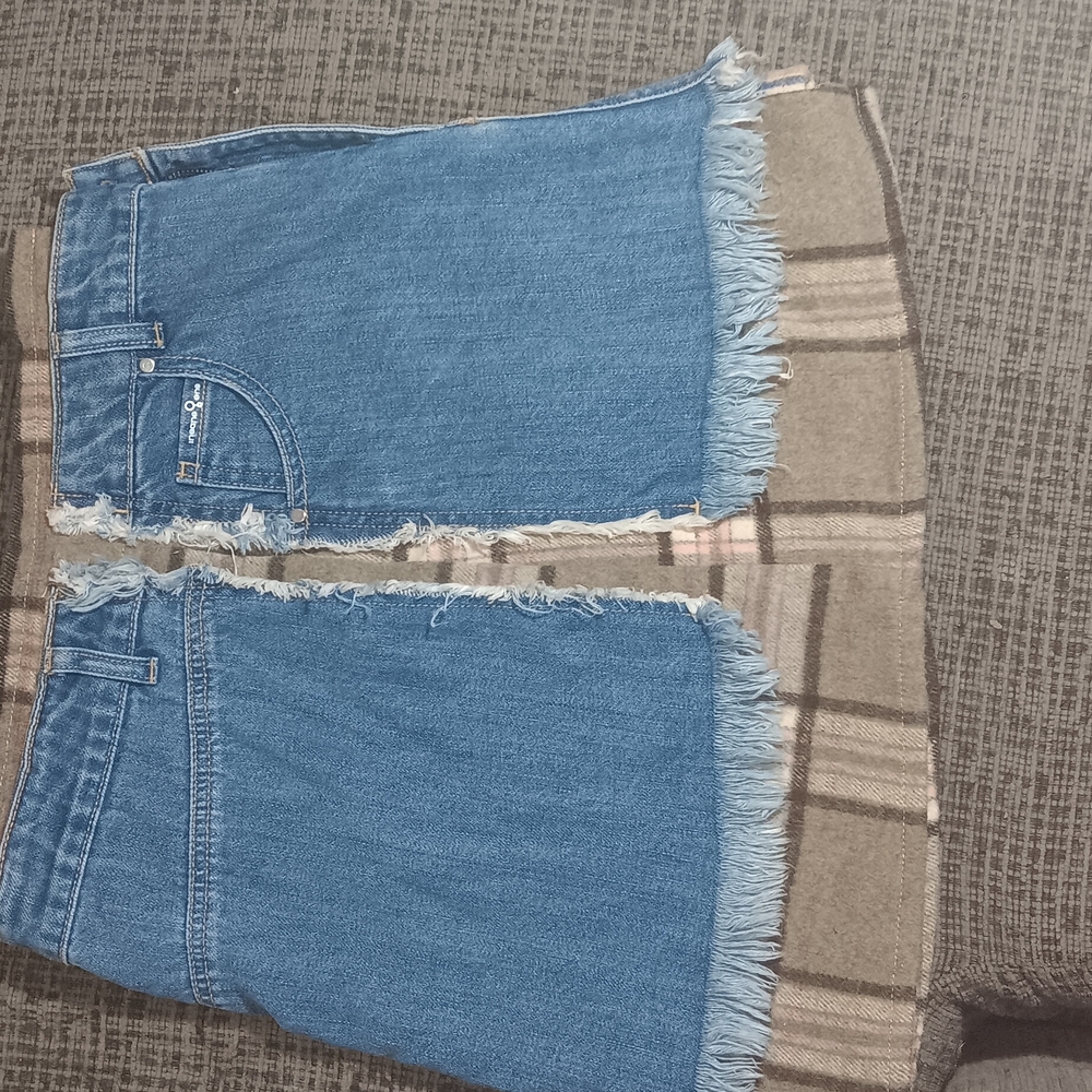 Denim and Plaid Fringe Skirt - Picture 5 of 11